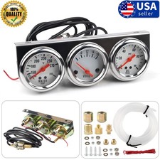 2 52mm Car Chorme Triple Gauge Set Oil Pressure Water Temp Amp Meter 3 In 1 Kit 2 52mm Car Chorme Triple Gauge Set Oil Pressure Water Temp Amp Meter 3 In 1 Kit