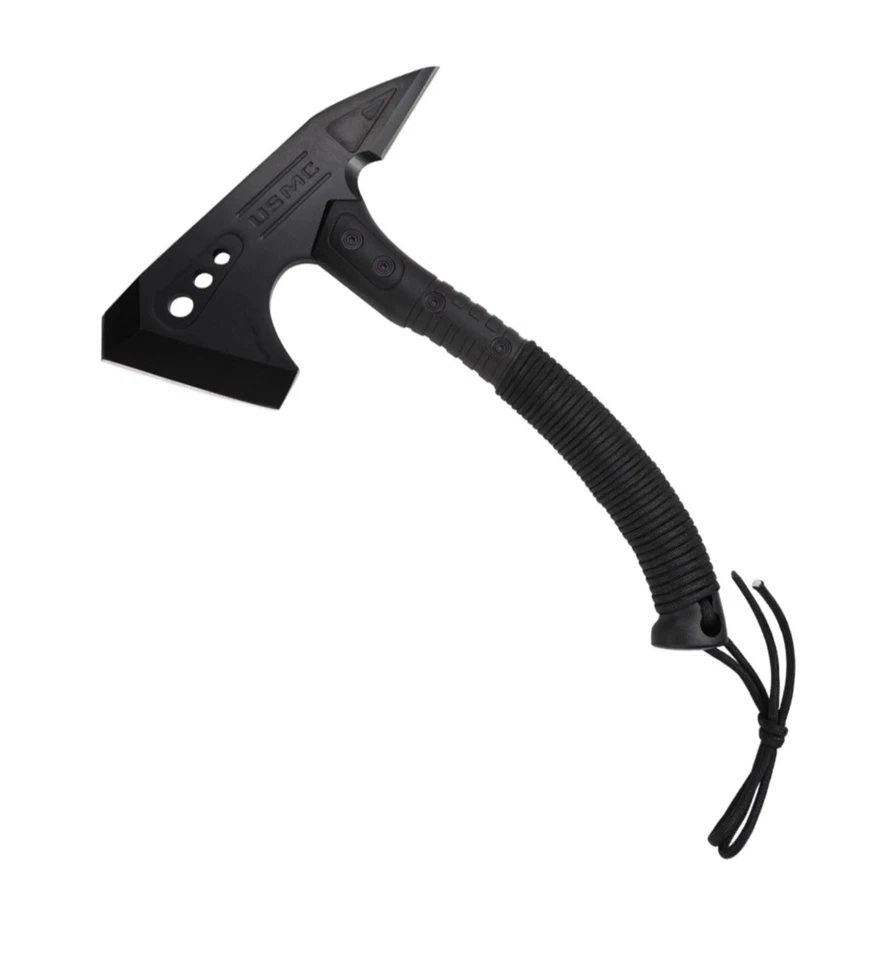Тактический топор морской пехоты США | Топор для выживания с накладным монтажом и шипом | черный - Изображение 2 из 4