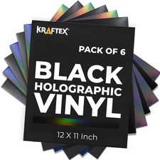 Black Metallic Vinyl Holographic  Oil Slick Vinyl Permanent for Cricut: 6PK...
