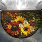 Vintage Sunflower Daisy Half Round Door Mat Indoor Entrance, Sunflower Floral...