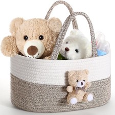 Diaper Caddy Organizer Teddy Bear Basket for Nursery with Handle Baby Shower ...