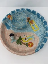 Vintage Mermaids Ceramic Chip& Dip Set 2 Pc Cardinal Inc HandPainted Rare