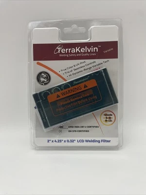 TerraKelvin Shade 12 Auto Darkening Welding Lens True Color Blue Tech 2”x4.25”