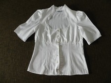 Bluse 38-S-M-Hess-Trachtenbluse-weiß-BW-Spitze-Dirndlbluse-TOP-neuw.Tracht-Shirt