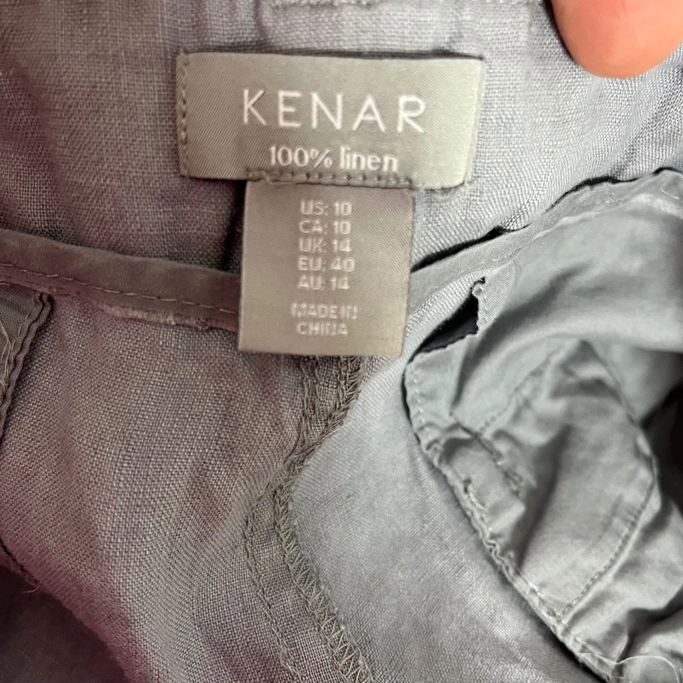 Pantalón Kenar 100% Lino Gris Pierna Ancha Talla 10 Foto 4 de 4