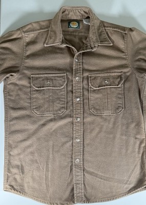 Cabela s Shirt Mens Large Chamois Brown Tan Vintage Made USA Long Sleeve Cotton
