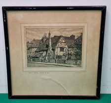 Framed Vintage Milton's Cottage Chalfont St Giles Engraving Print by TS Allan