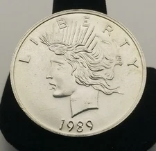 1989 Liberty Silver Trade Unit "Peace Dollar" 1 oz .999 Fine Silver Round #20188