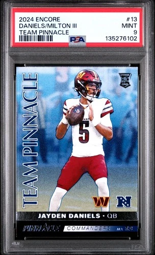 2024 PANINI ENCORE TEAM PINNACLE #13 JAYDEN DANIELS/JOE MILTON III RC PSA 9