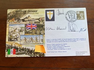 Operation Crusader Hercules Crew signed 50th ann WW2 RAF cover JS50/41/7