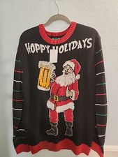 Ugly Christmas Sweater Santa With A Beer Mens XL