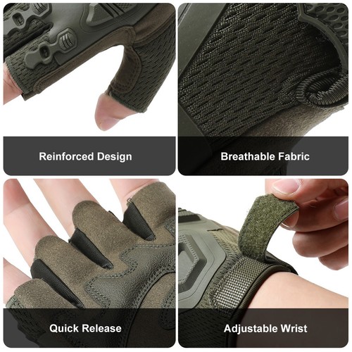Tactical Half Finger Gloves Knuckle Protection Combat Airsoft Hunting Fingerless - Picture 13 of 16
