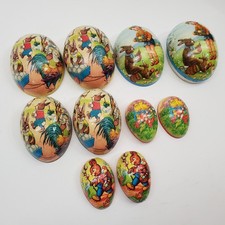 Vintage 1940s Lot of 5 Paper M ch  Easter Eggs West Germany Nesting Decor