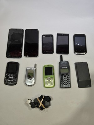Lot of 9 Mixed Cell Phones & Accessories LG Samsung Ericsson - For Parts 