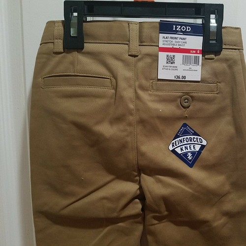 Boys IZOD Flat Front Uniform Pants-Navy Size 10 & Burnished Khaki Size 5 - Picture 6 of 11