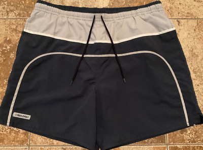 VINTAGE DECATHLON SWIM TRUNK SHORTS ( MENS 34 ) NAVY GREY WHITE PREOWNED