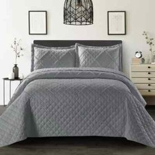 Quilted Bedspread Set 3 Piece Bed Throw With Pillow Shams Single Double King SK