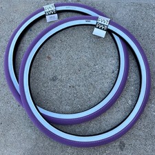 PAIR OF CULT BMX VANS 29" BICYCLE TIRES PURPLE w/ WHITE SIDEWALLS