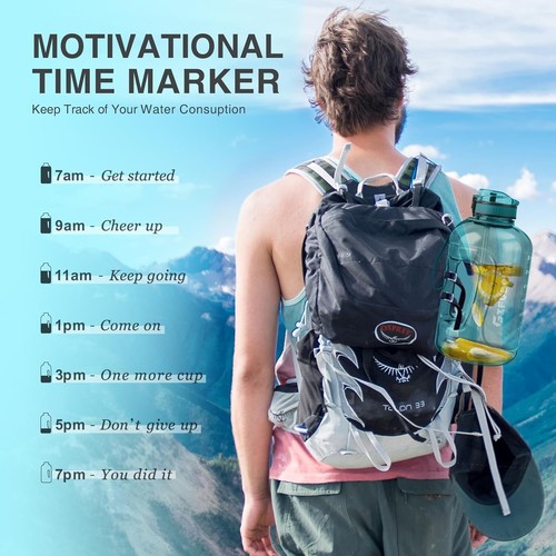 3L Motivational Large Water Bottle with Time Marker 3 Liter Big Drinking Bottle - Picture 4 of 7