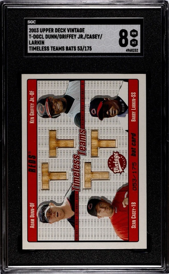 Ken Griffey Jr, Barry Larkin, Adam Dunn, Sean Casey SGC 8 Juego Cuádruple Usado Bate SP Foto 3 de 4