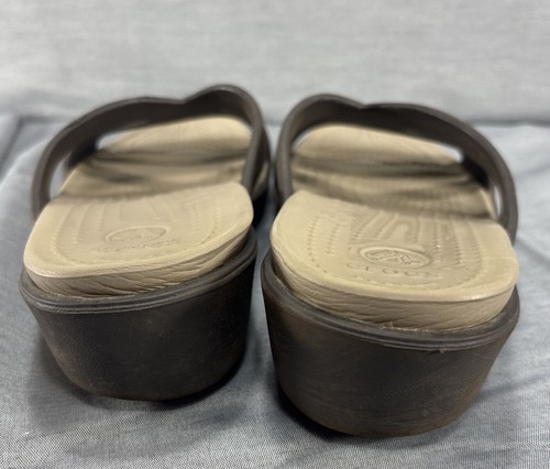 Crocs Patricia II Brown Wedge Strappy Slides Slip On Comfort Sandals Women Sz 8 - Picture 2 of 9