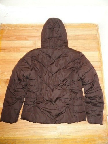 Children's Size small 4-6 Brown Hooded Quilted Puffer Jacket Fleece Lined - Picture 2 of 4