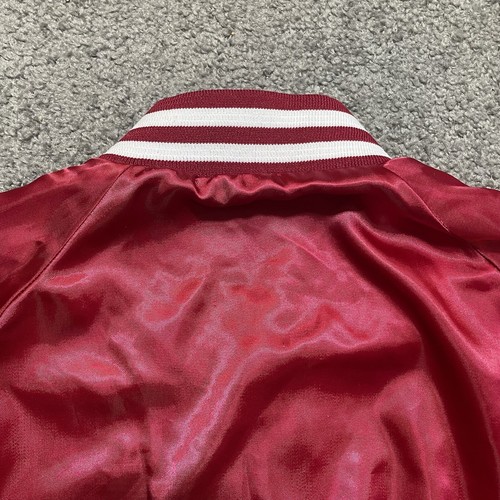 Vintage 80s Chalk Line Varsity Jacket Mens Medium Red Varsity Bomber Satin USA - Picture 6 of 13
