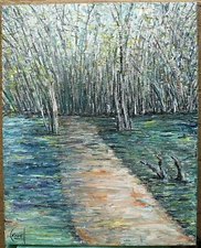 PATHWAY TO SOMEWHERE hiking trees NEW original 16x20 WOW painting signed Crowell