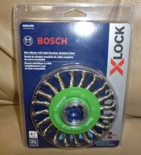 Bosch WBX429 Wire Wheel 4.5"  X-LOCK Arbor  Stainless Steel  Full Cable Knotted