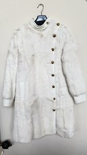 TORY BURCH MARIANA FUR JACKET COAT IVORY Military Gold Button Size L Large $2000