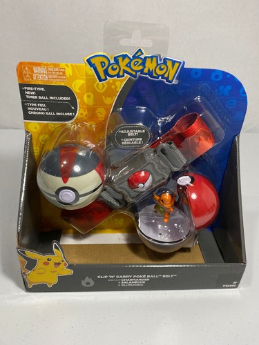 New Pokemon Clip N Carry Poke Ball Belt with Charmander Figure