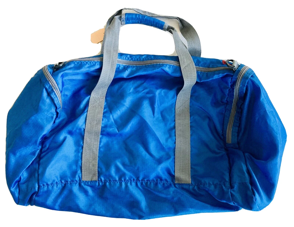 Vintage 80s 90s Eddie Bauer Zippered Duffle Blue Nylon 19x13 Carry-On Bag Flight