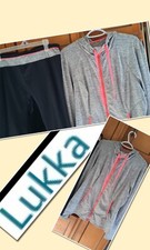 Ladies lukka Athletic Set Full Zip Top w/Thumb Holes Black Cropped Bottoms XXL