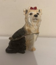 TREASURED TRINKETS YORKSHIRE TERRIER METAL ENAMEL TRINKET BOX ORNAMENT