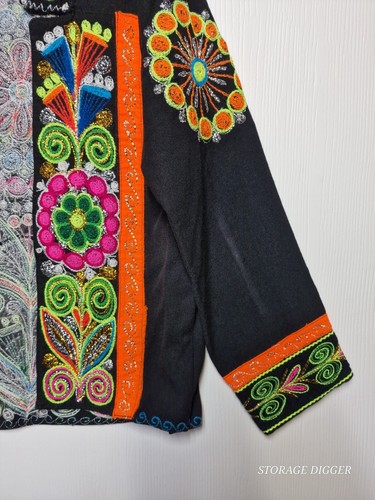 Giacca donna bohemien piccola multicolore patchwork floreale banjara ricamata - Foto 4 di 12