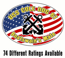 USS COLE DDG 67 Oval Decal / Sticker Military USN U S Navy S05A