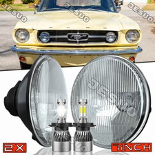 For Ford Mustang 1965-1978 Pair 7 Inch Round Led Headlights Hilo Sealed Beam