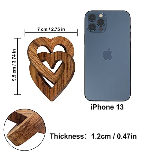 Valentine's Day Romantic Heart Gifts for Her, Handmade Wood Linked Hearts (7CM) - Picture 5 of 8
