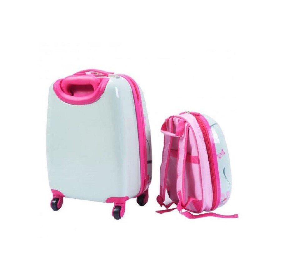 Green 2 Pc Owl Luggage Set 12" & 16" ABS Children's Rolling Suitcase & Backpack 