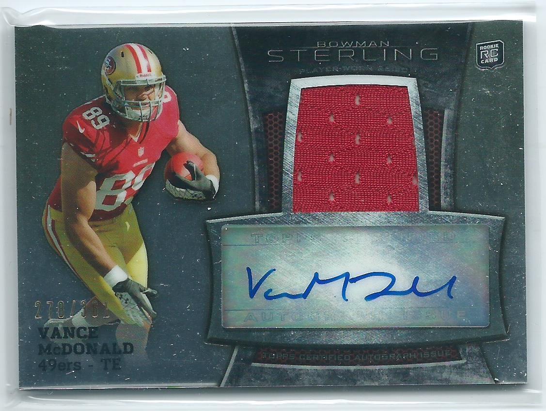 2013 Bowman Sterling Vance McDonald JERSEY RELIC AUTO AUTOGRAPH RC