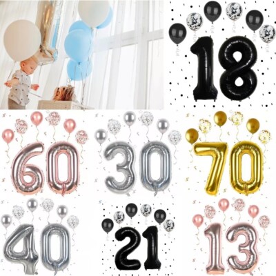 40'' Zahlen Folienballon Alter Set Riesen Selbstaufblasend Hochzeit Ballon Geburtstag Party