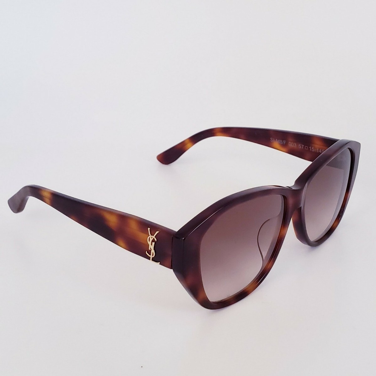 【激レア❣️】YVES SAINT LAURENT YSL ベルベットロゴT 　S 🍀SAINT LAURENT YSL SLM8/F 003 Havana Brown Gold Logo 57 mm