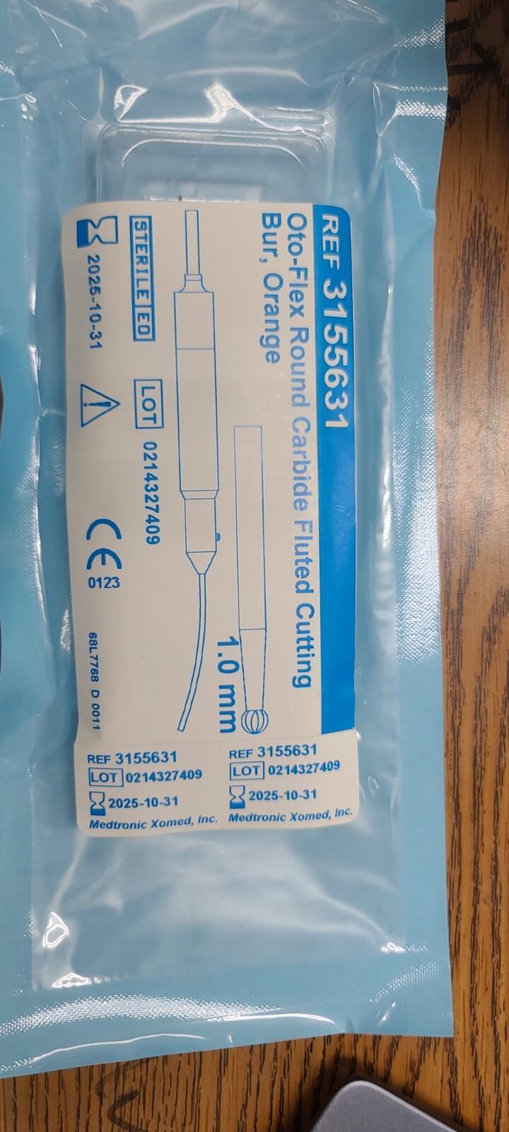 Medtronic otoflex burr 1.0mm cutting Bur Orange carbide fluted 3155631