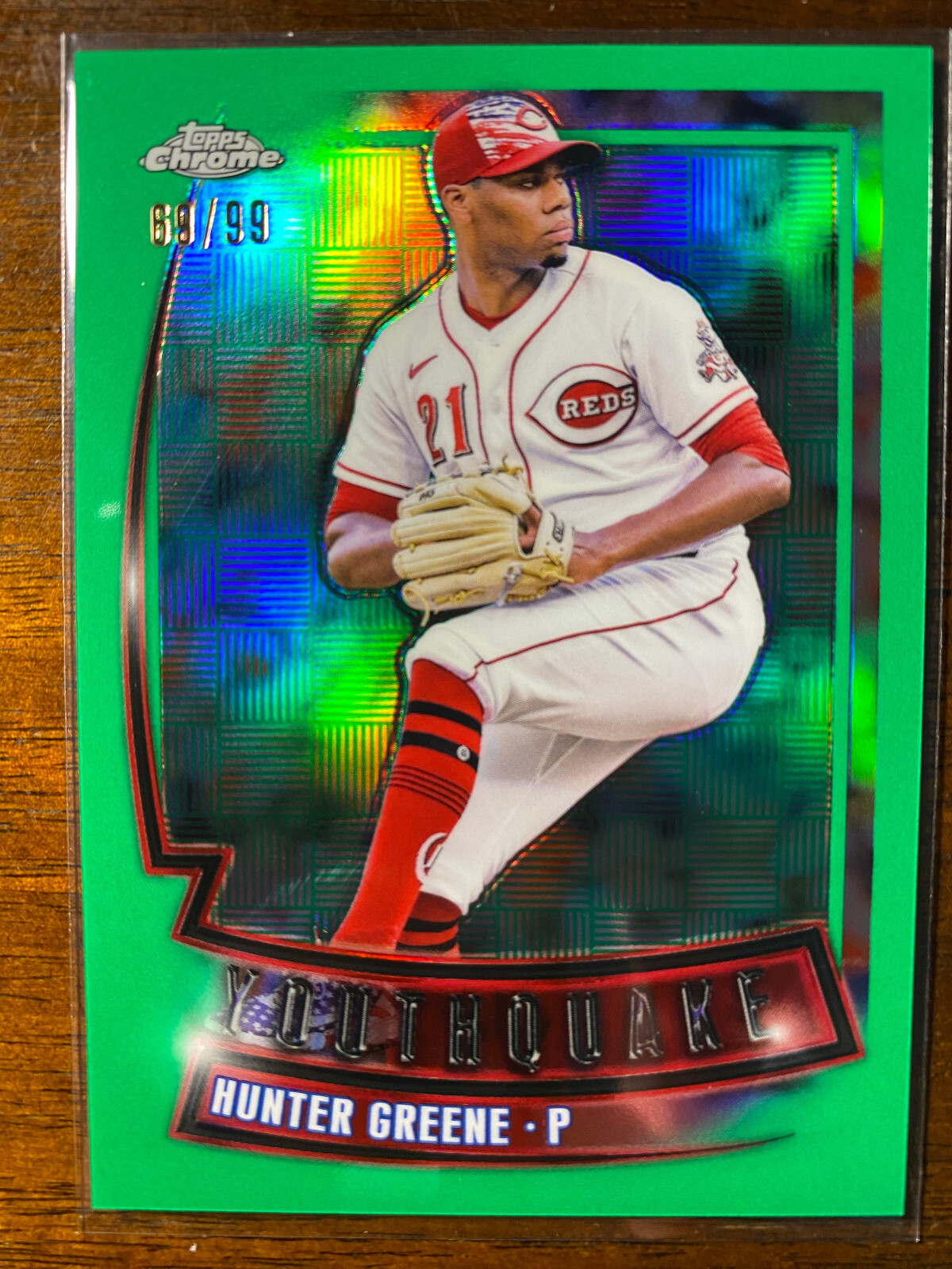 2023 Topps Chrome Hunter Greene #YQ-8 Youthquake Green Refractor 69/99 Reds
