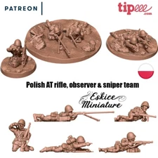 Eskice Miniatures WW2 Polish AT Rifle Team Observer Snipers Bolt Action NO BASES