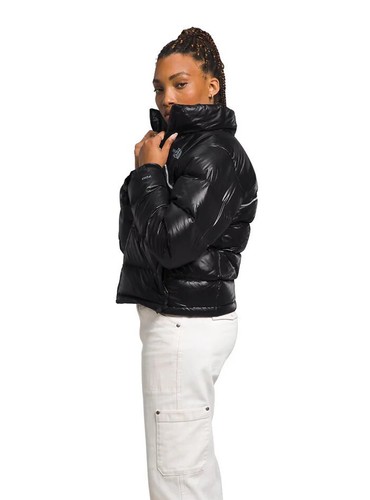 Women's The North Face Retro Nuptse 2000 Short Crop 700-Down Jacket, Black, NEW - Picture 3 of 19