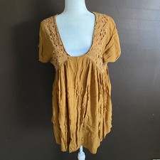 MNG Casual by Mango Peasant Dress Womens Size 4 Boho Yellow