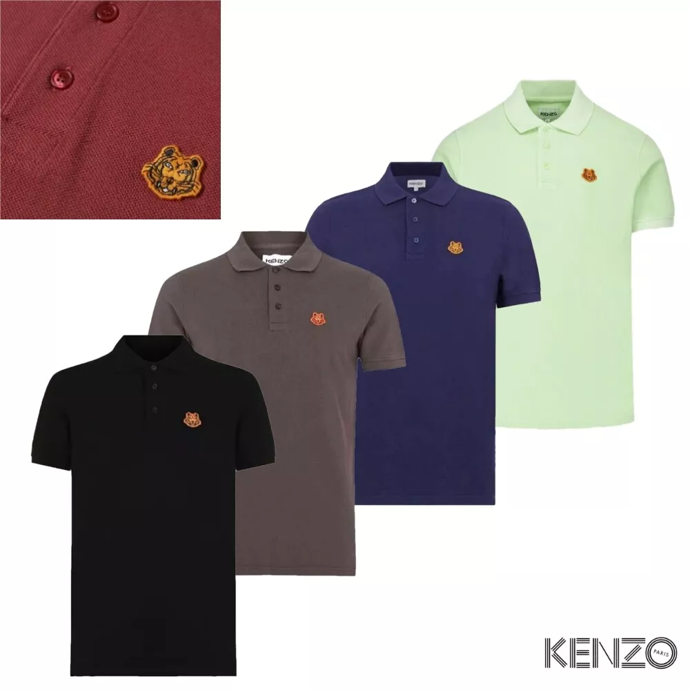 Kenzo Mens Tiger Crest Cotton Polo Shirt Regular Fit Short Sleeve Medium XXL