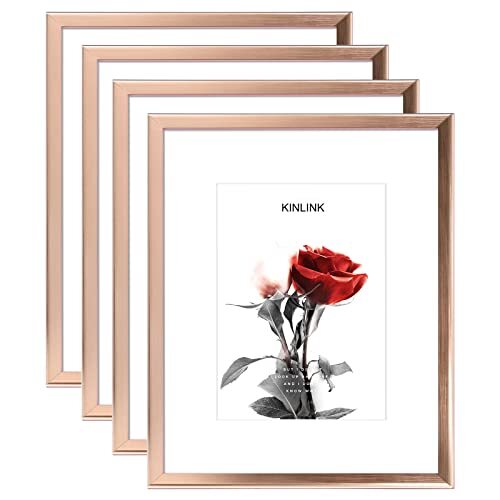8x10 Picture Frames Rose Gold, Photo Frames with Plexiglass for Picture 5x7 w...