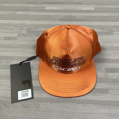 Harley Davidson Screamin Eagle Satin Adjustable Cap Hat Orange Men One Size OSFM